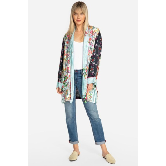 Johnny Was Meadow Silk Twill Kimono Jacket - Picture 2 of 8